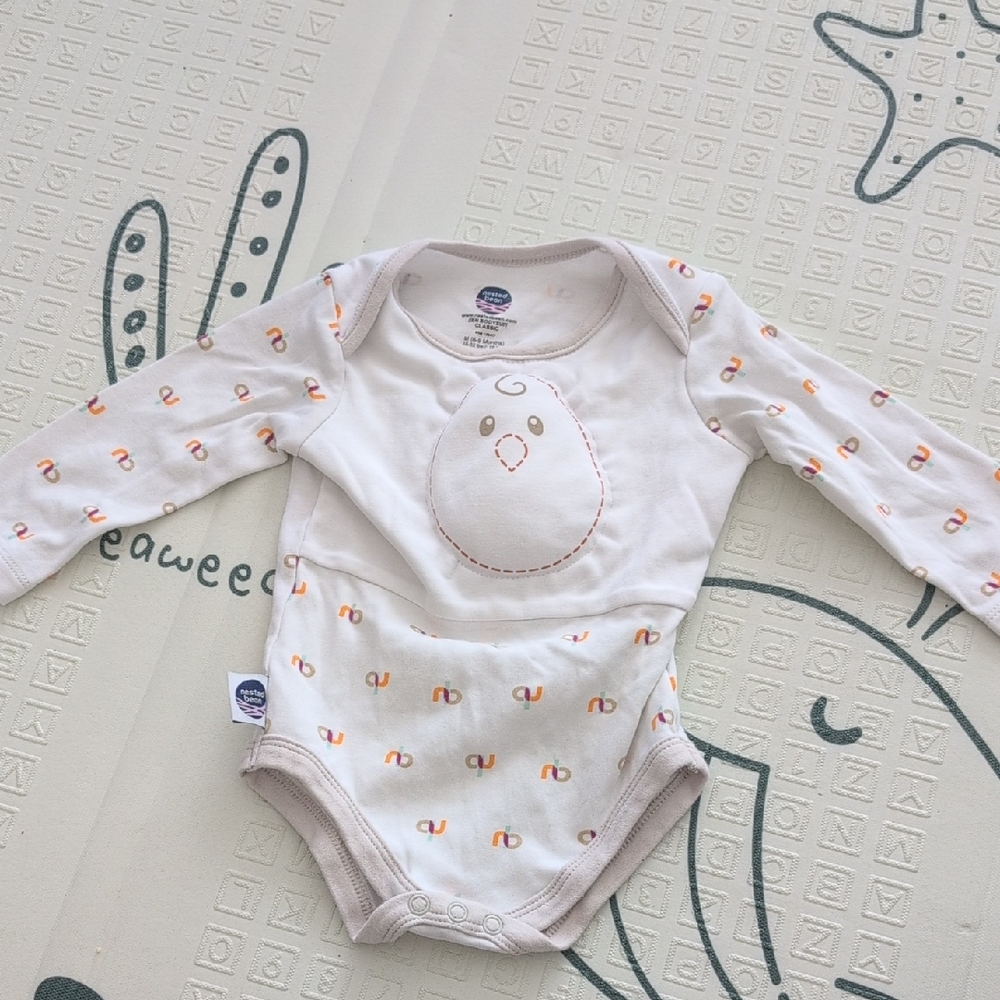 Nested Bean White and Orange Baby Bodysuit